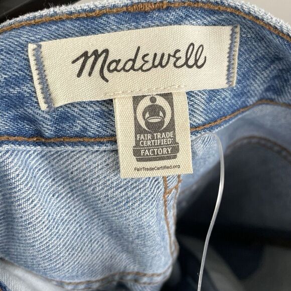MADEWELL Jeans Women 23 The 90s Straight NEW Revoir Wash Raw Hem Cotton NO647 - Picture 14 of 16